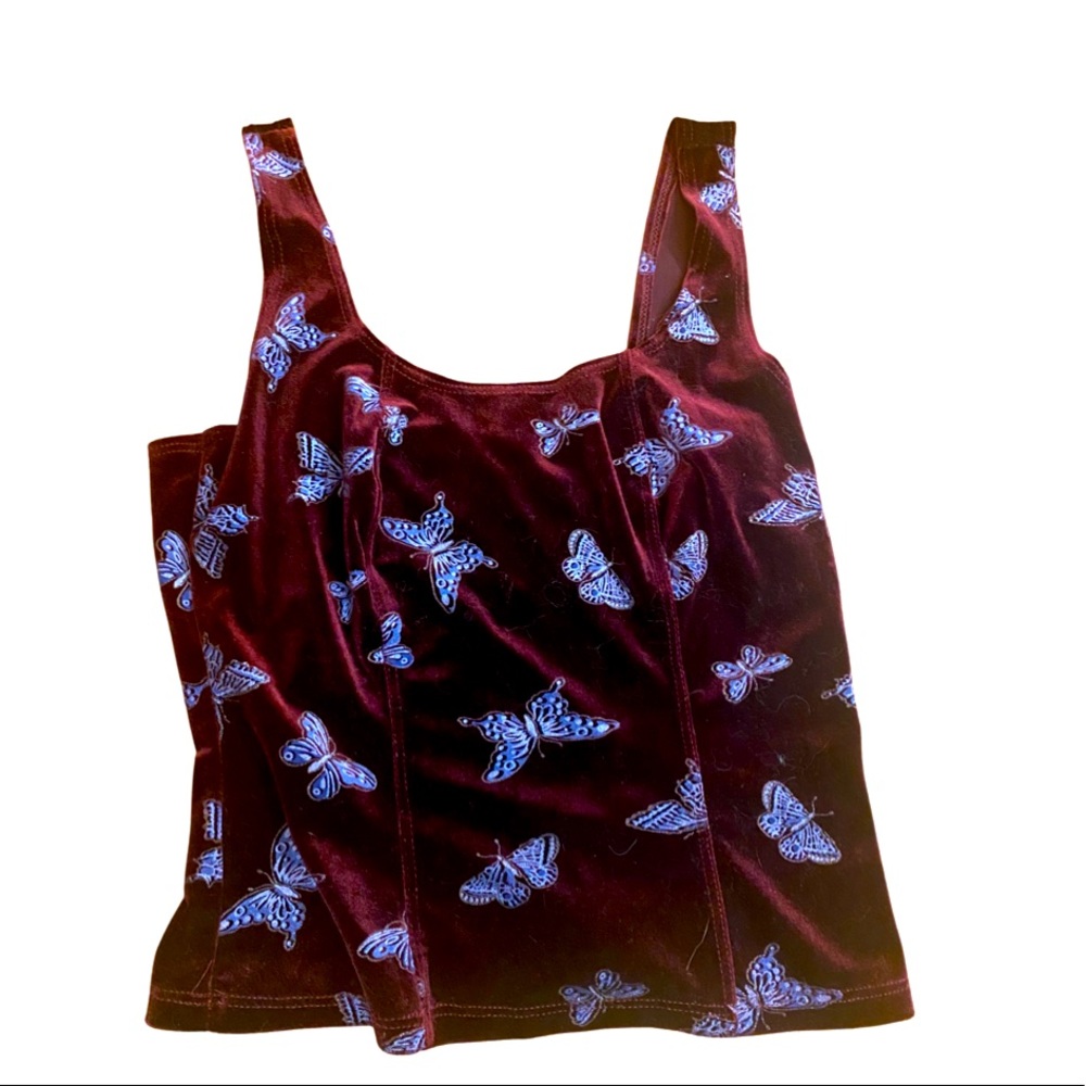 Vintage Y2K velour butterfly top